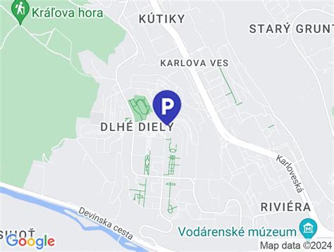 Mapa s vyznačenými službami a ihriskami v lokalite Dlhé Diely