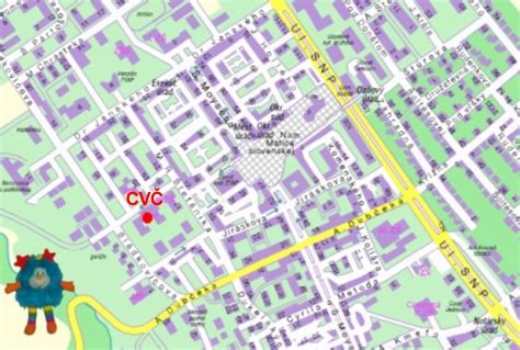 Mapa Žiar nad Hronom s vyznačenou ulicou SNP