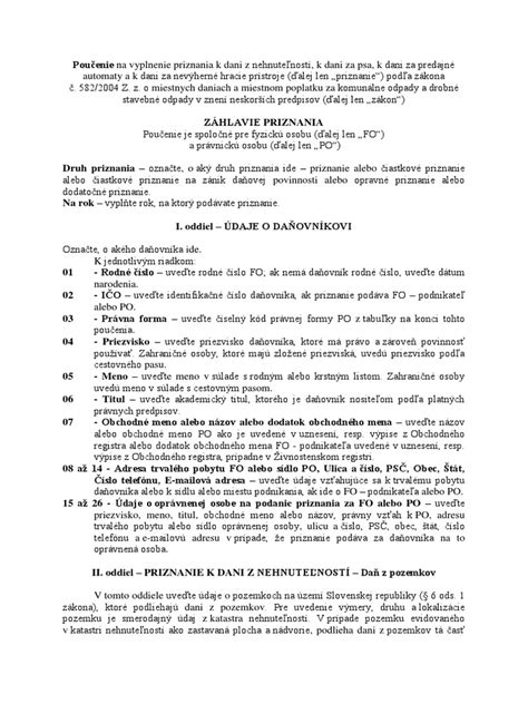 Štruktúra formulára s políčkami na vyplnenie