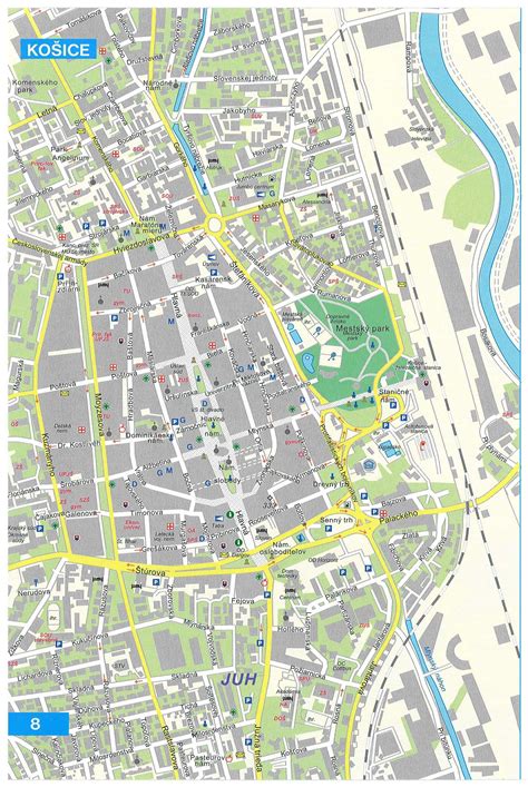 Mapa mesta Košice s vyznačenou lokalitou Juh