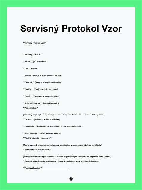 Detailný pohľad na servisný protokol