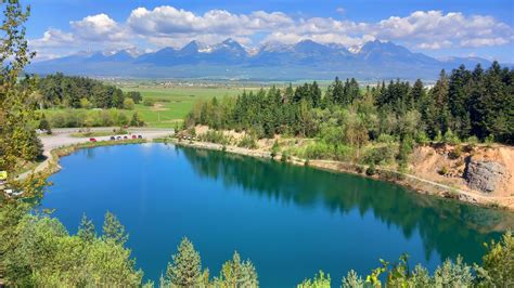 Panorama mesta Poprad s Vysokými Tatrami v pozadí