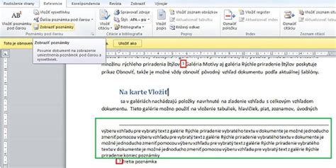 Ilustrácia znázorňujúca hierarchiu poznámok pod čiarou v dokumente