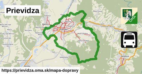 Mapa okresu Prievidza s vyznačenými lokalitami bytov