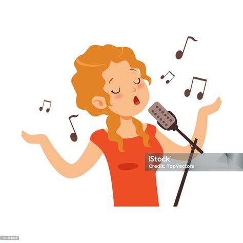 Žena spieva do mikrofónu