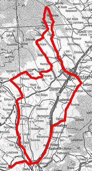 Mapa oblasti Prašice a Duchonka