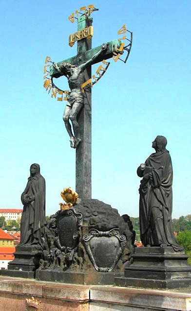Detail súsošia svätého Jána Nepomuckého na Karlovom moste