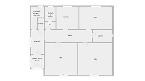 Diagram rodinného domu s označenými časťami: prízemie, poschodie, podkrovie, pivnica, garáž