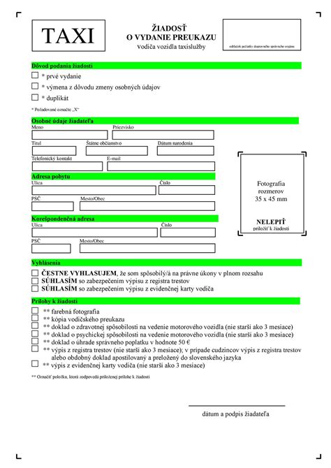 Preukaz vodiča taxislužby