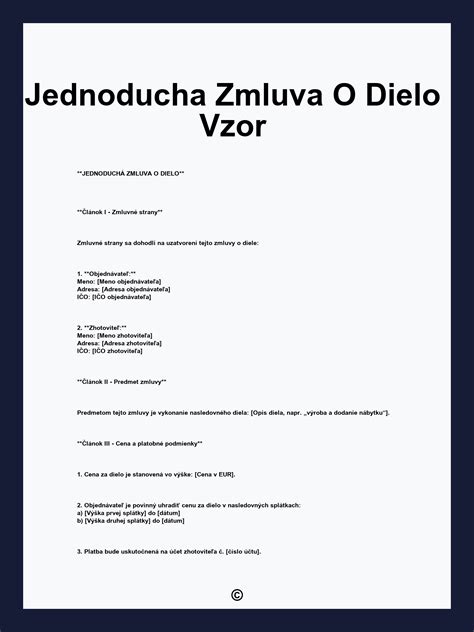 Štruktúra zmluvy o dielo