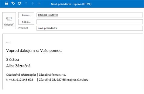 Ukážka správneho formátovania e-mailu