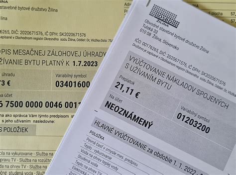 Ročné vyúčtovanie nákladov za bývanie