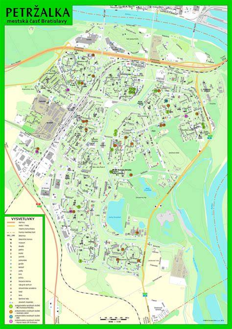 Mapa Bratislavy s vyznačenou mestskou časťou Petržalka