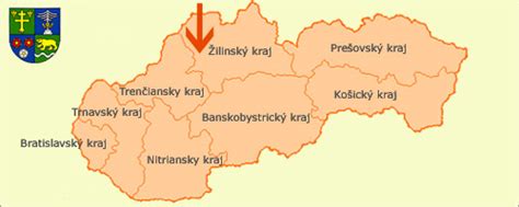 Mapa Žilinského kraja s vyznačenými okresmi