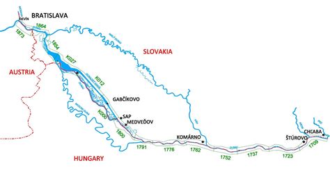 Mapa Dunaja s vyznačenými rybárskymi lokalitami