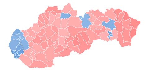 Mapa okresov s víťazom druhého kola prezidentských volieb 2024