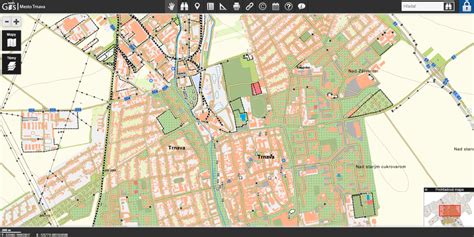 mapa Trnavy a okolia s vyznačenými lokalitami ako Botanická ulica, Spartakovská ulica, Prednádražie, Biely Kostol