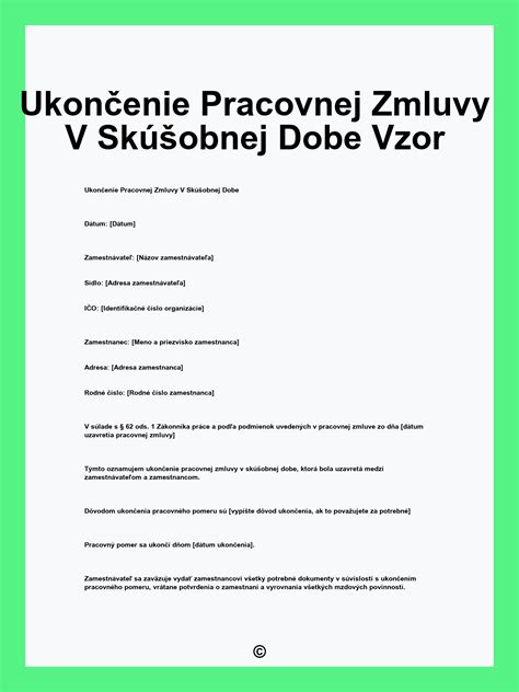 Ilustrácia pracovnej zmluvy so zvýraznenou sekciou o skúšobnej dobe