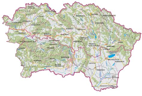 Východné Slovensko mapa