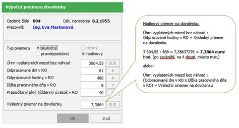 Graf zobrazujúci priemerný zárobok a náhradu mzdy počas dovolenky