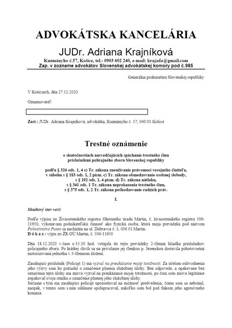 Ilustrácia procesu podania trestného oznámenia