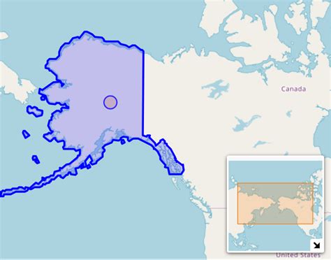Mapa Aljašky s vyznačenou oblasťou delty Yukonu