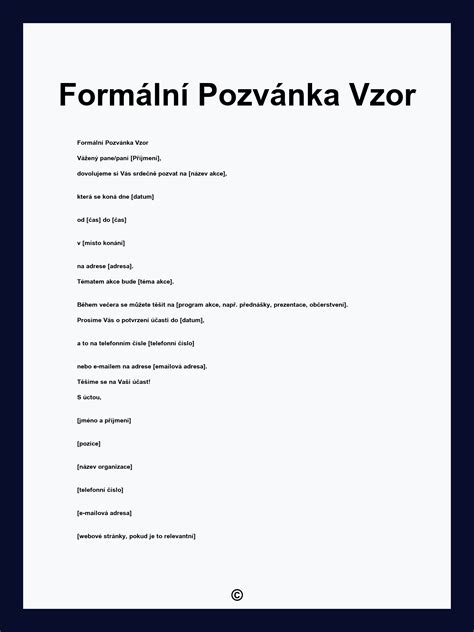 Vzor pozvánky na valné zhromaždenie