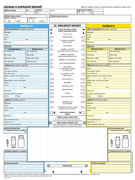 Príklad vyplneného záznamu o dopravnej nehode
