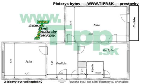 pôdorys dvojizbového bytu