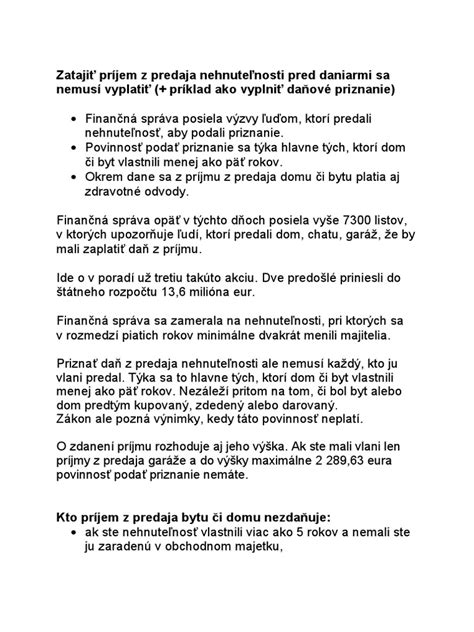 Diagram znázorňujúci výpočet zdaniteľného príjmu z predaja nehnuteľnosti