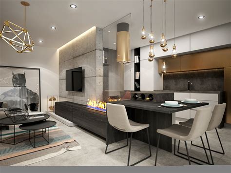 Moderná obývačka s kuchyňou