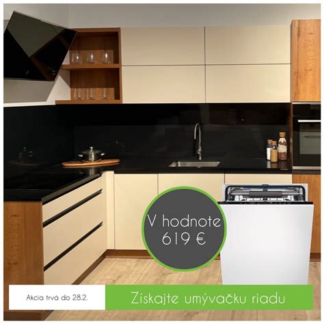Ilustrácia kuchynskej linky s priestorom pre vstavanú umývačku riadu