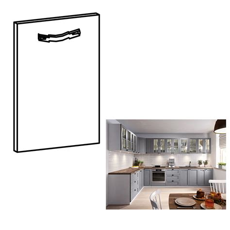 Ilustrácia montáže predného panelu na vstavanú umývačku riadu