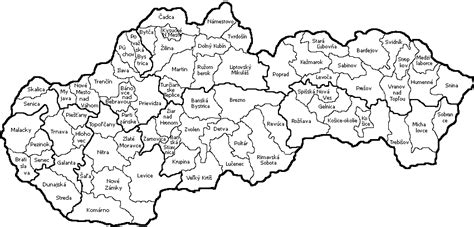 Mapa Slovenska s politickými okresmi