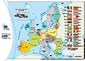 Mapa Európskej únie s vlajkami členských štátov