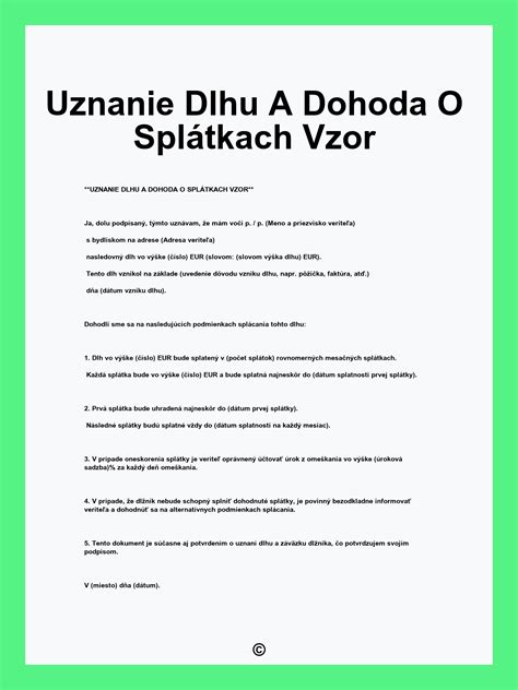Ilustrácia dohody o splátkach
