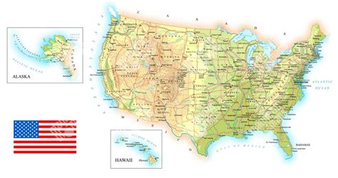 Mapa Spojených štátov amerických s vyznačenými mestami