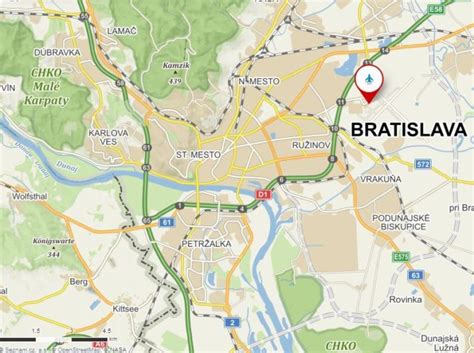 Realitná mapa Bratislavy s vyznačenou mestskou časťou Karlova Ves