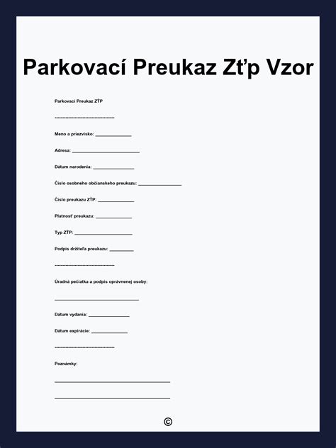 Ilustrácia formulára žiadosti o parkovací preukaz
