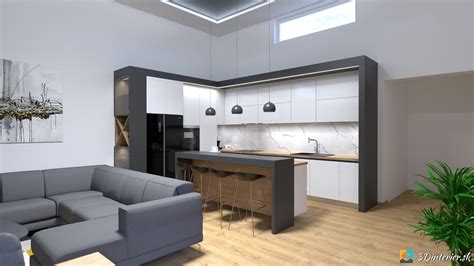 Vizualizácia mezonetového riešenia v byte s vysokým stropom