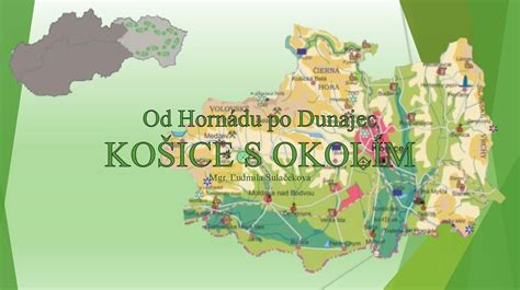 Mapa regiónu Košice s vyznačeným Medzevom a okolím