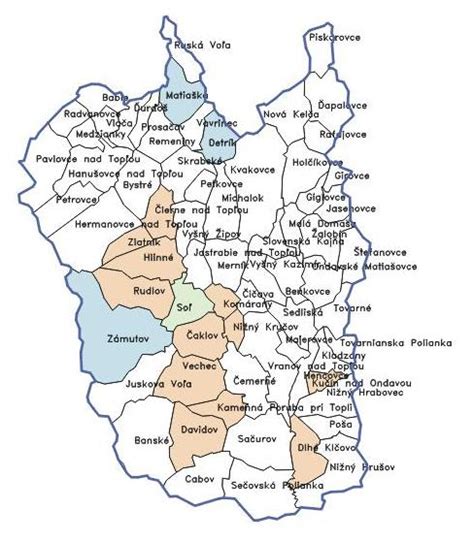 Mapa mesta Vranov nad Topľou s vyznačenými lokalitami