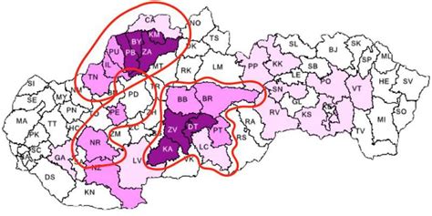 Mapa ohnísk kliešťovej encefalitídy na Slovensku