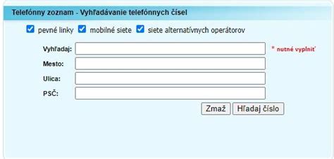 Zoznam dôležitých telefónnych čísel