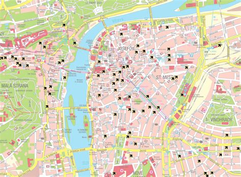 mapa Prahy 7 s vyznačením ulice Janovského a okolitých parkov