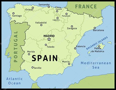 Mapa Španielska s vyznačením polohy Madridu