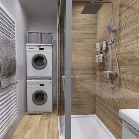 Interiér kúpeľne s práčkou so sušičkou