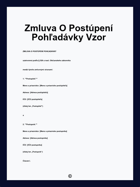 Infografika zobrazujúca štruktúru zmluvy o postúpení pohľadávky