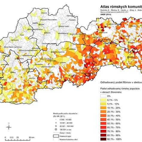 Mapka rómskych komunít na Slovensku