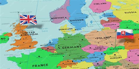 Map of the United Kingdom and Slovakia